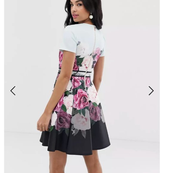 Ted Baker Wilmana magnificent floral skater dress size 2 nwot - Picture 2 of 11